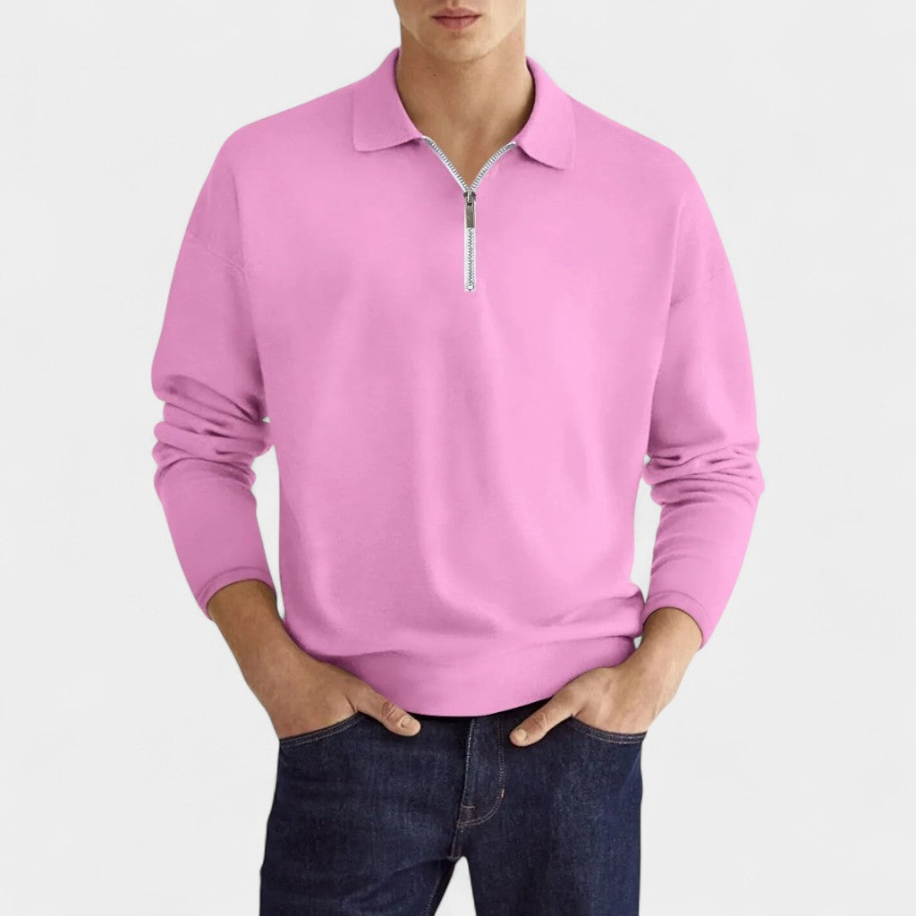 Nurozis | Men’s Long Sleeve Zipper Polo Shirt