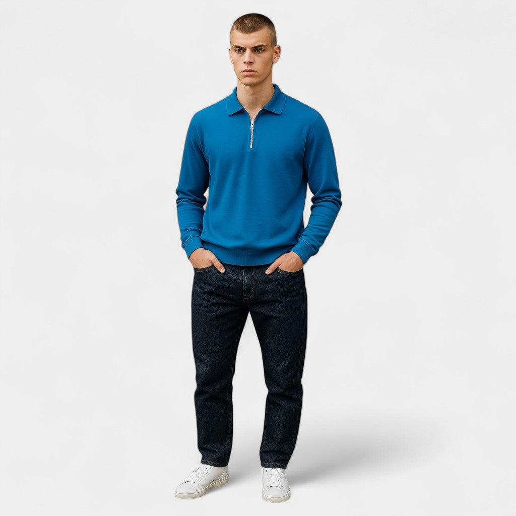 Nurozis | Men’s Long Sleeve Zipper Polo Shirt