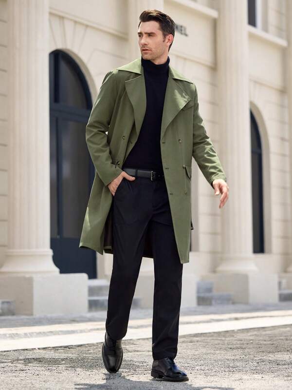 Olivegroene Lange Trenchcoat