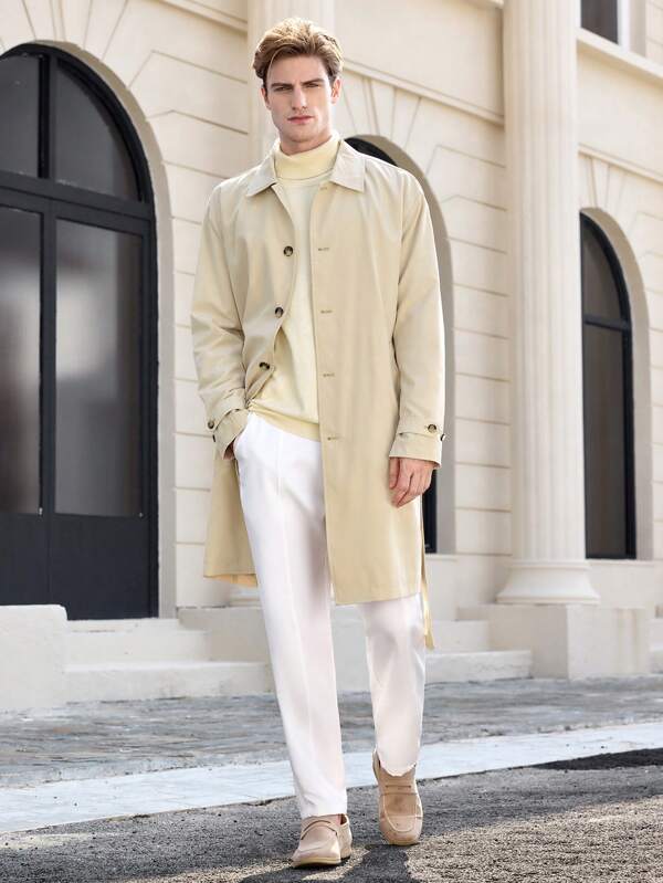 Beige old money trenchcoat