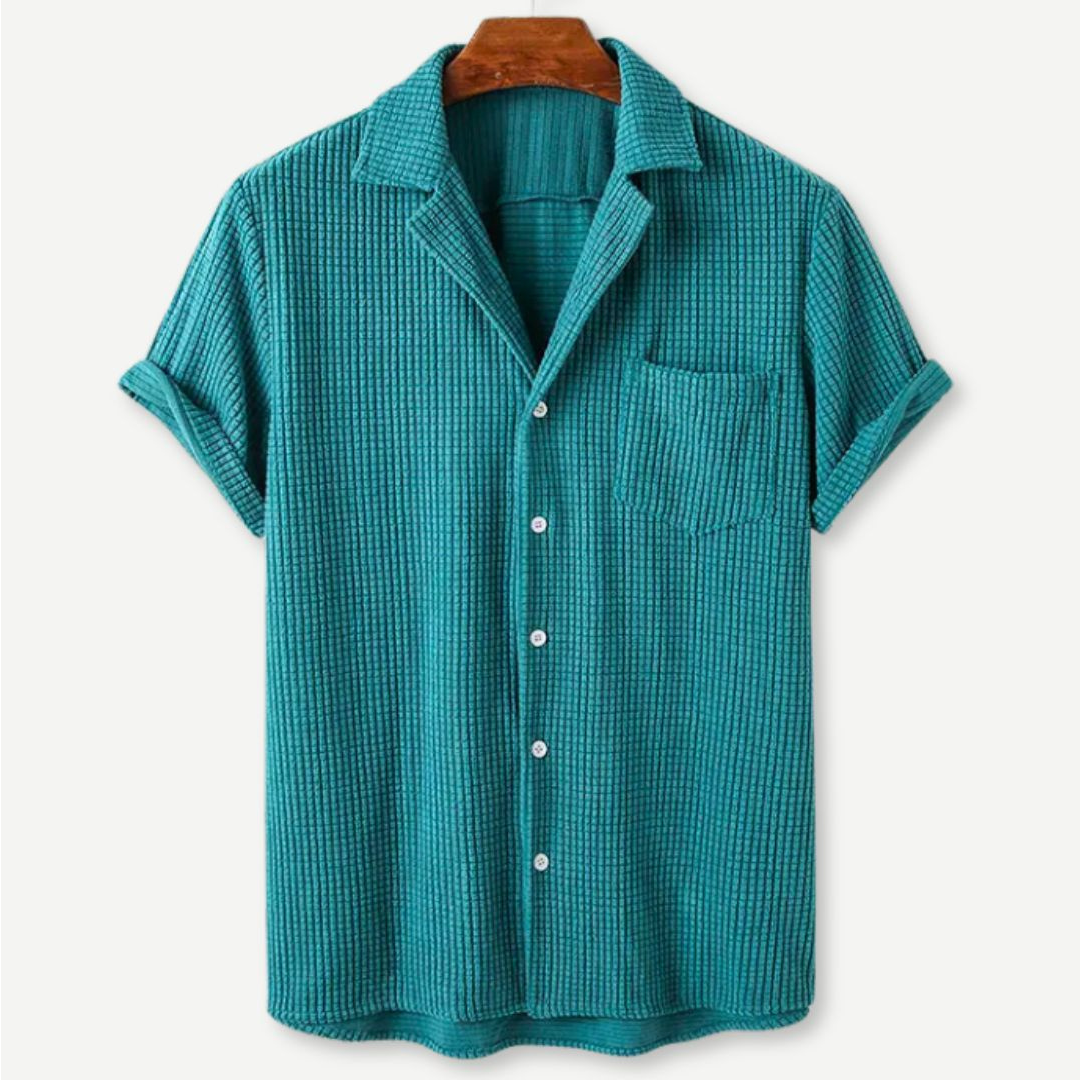 Men’s Ribbed Knit Shirt – Short Sleeves for Summer Style