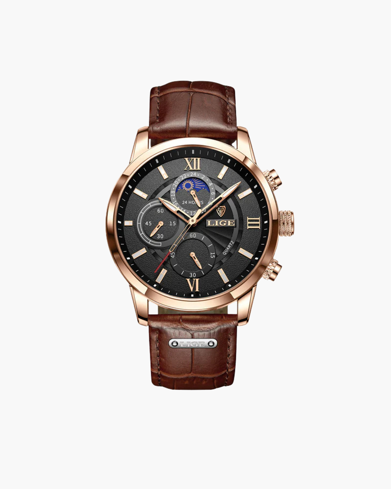 Ezekiel | Heren quartzhorloge | Leer
