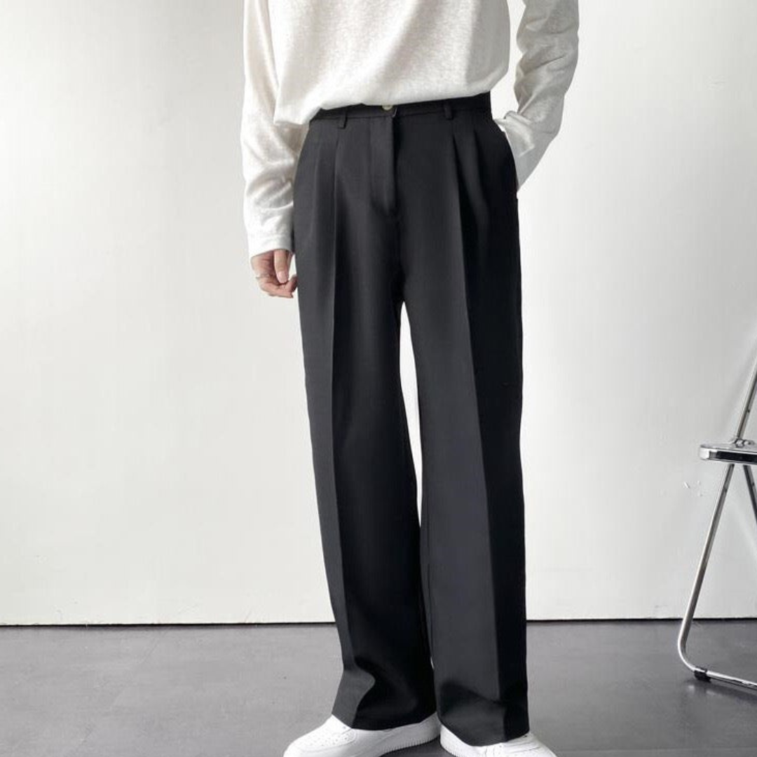 Men’s High-Rise Wide Trousers – Relaxed Fit Elegance