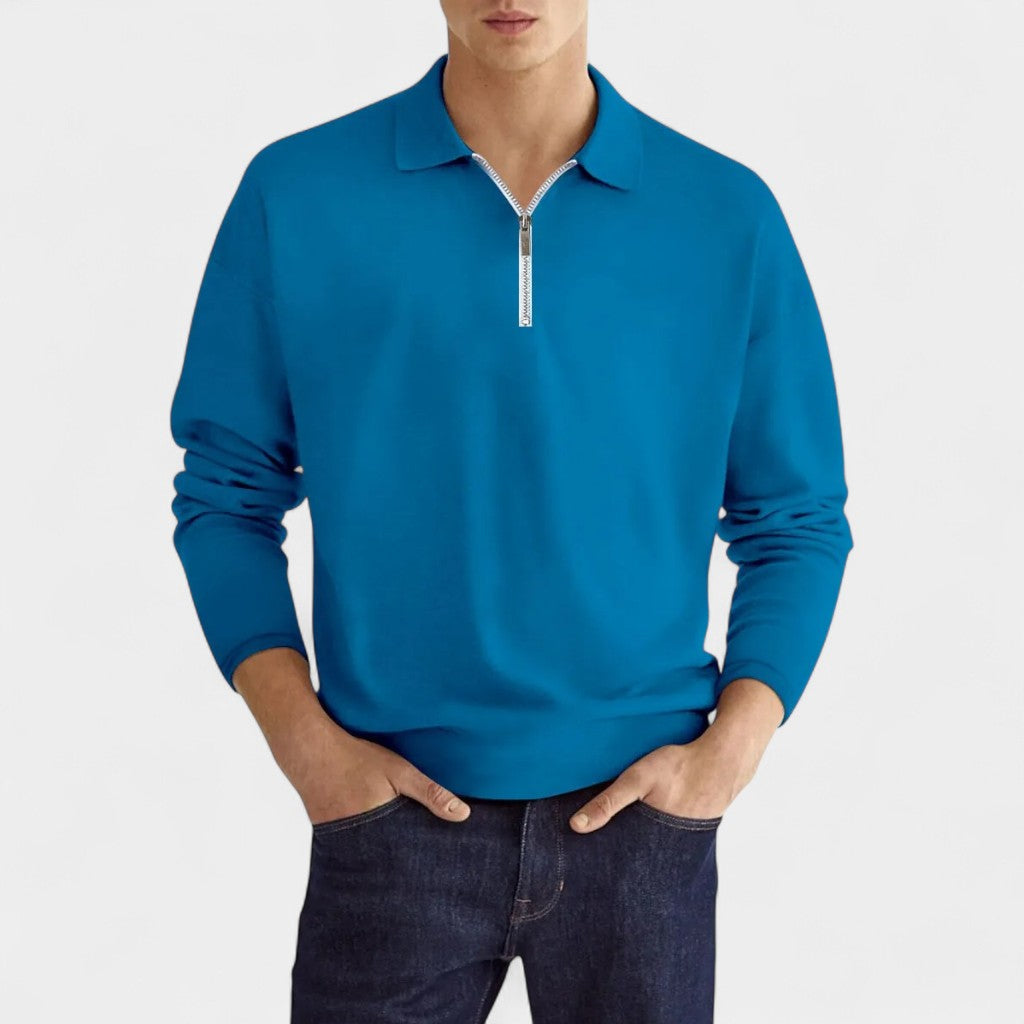 Nurozis | Men’s Long Sleeve Zipper Polo Shirt