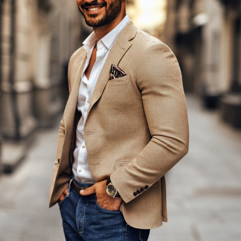 Herenmode Notch Lapel Twee Knopen Casual Blazer