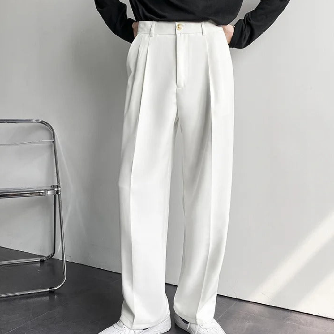 Men’s High-Rise Wide Trousers – Relaxed Fit Elegance