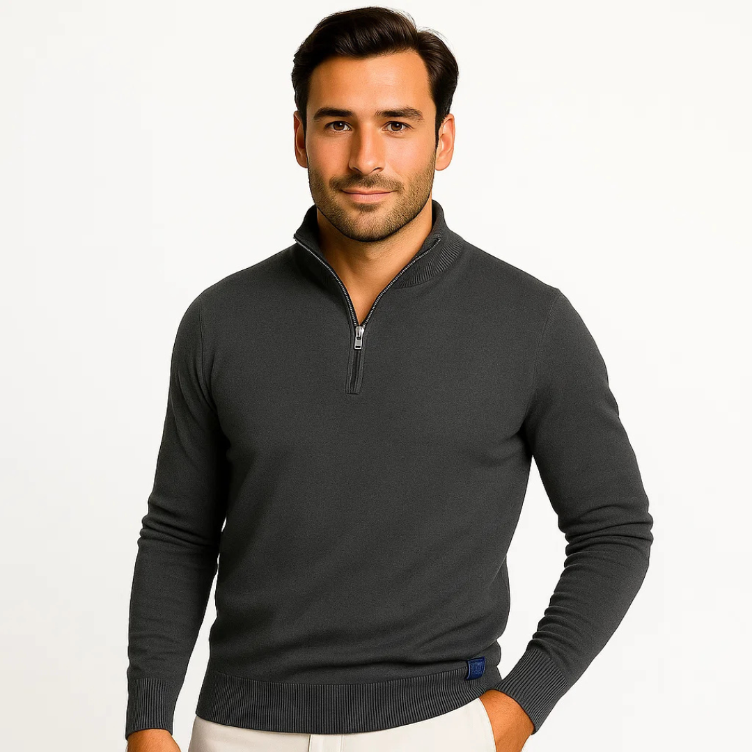 Men’s Pullover Sweater with Zip | Comfortable
