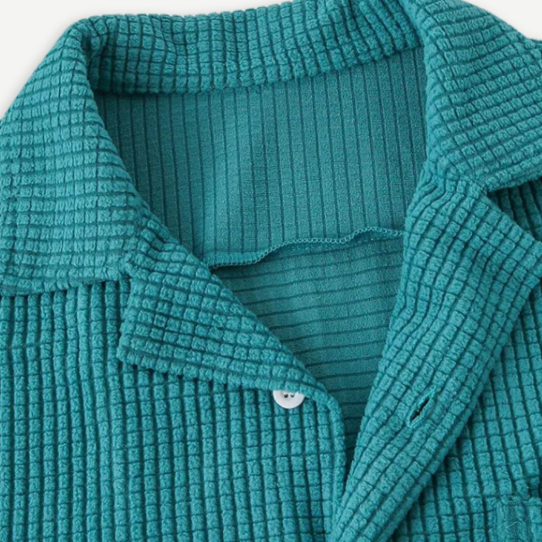 Men’s Ribbed Knit Shirt – Short Sleeves for Summer Style
