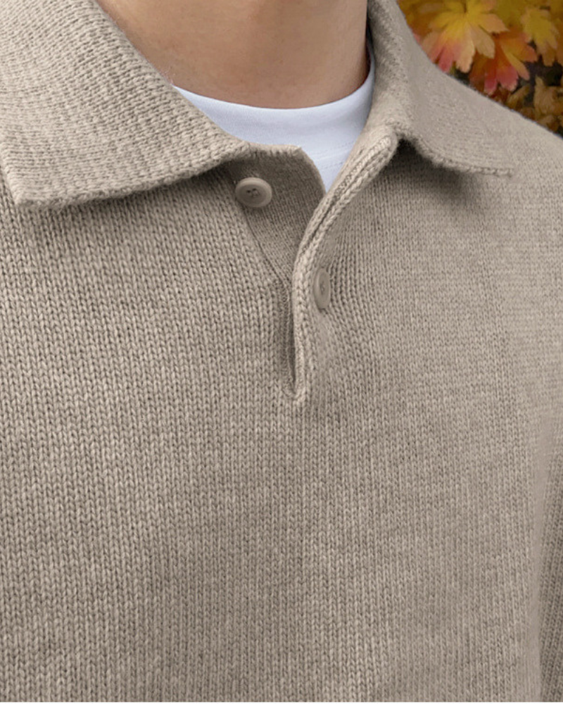 Nurozis | Woollen Button Half-Zip Sweater