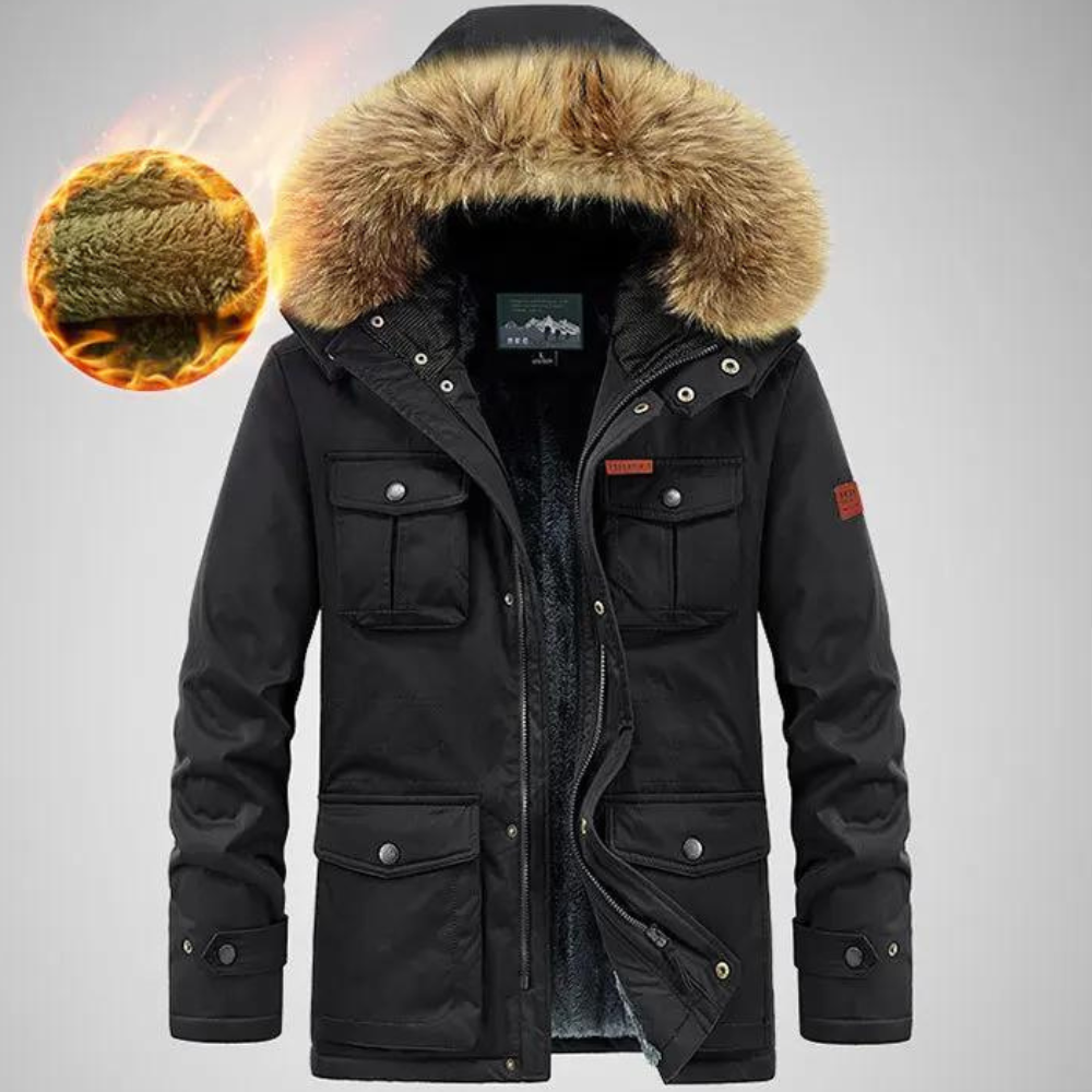 Men’s Winter Fur Hood Jacket | Thermal