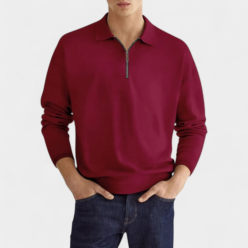 Nurozis | Men’s Long Sleeve Zipper Polo Shirt