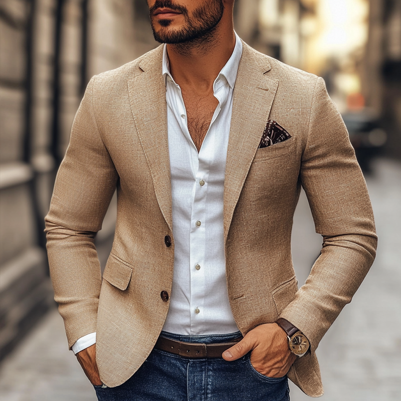 Herenmode Notch Lapel Twee Knopen Casual Blazer