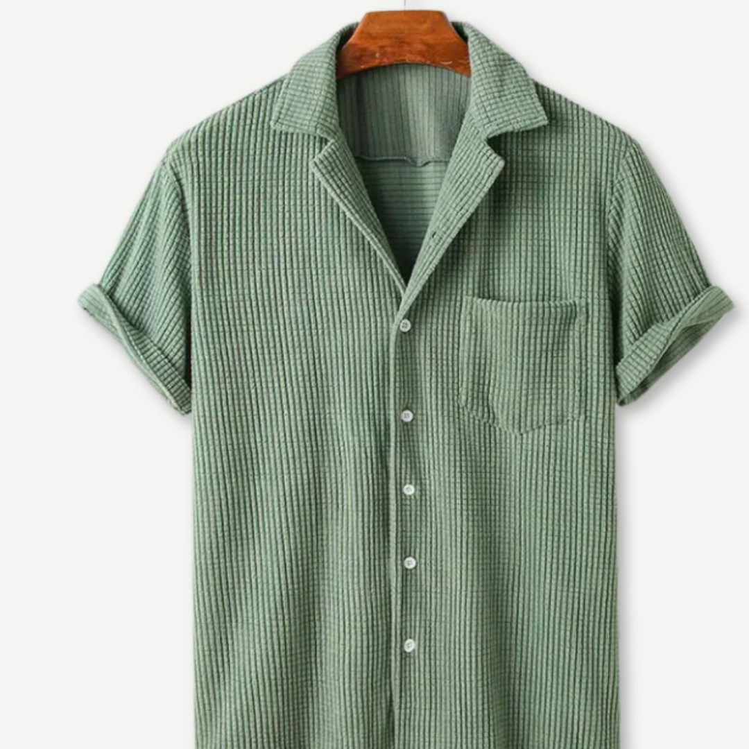 Men’s Ribbed Knit Shirt – Short Sleeves for Summer Style