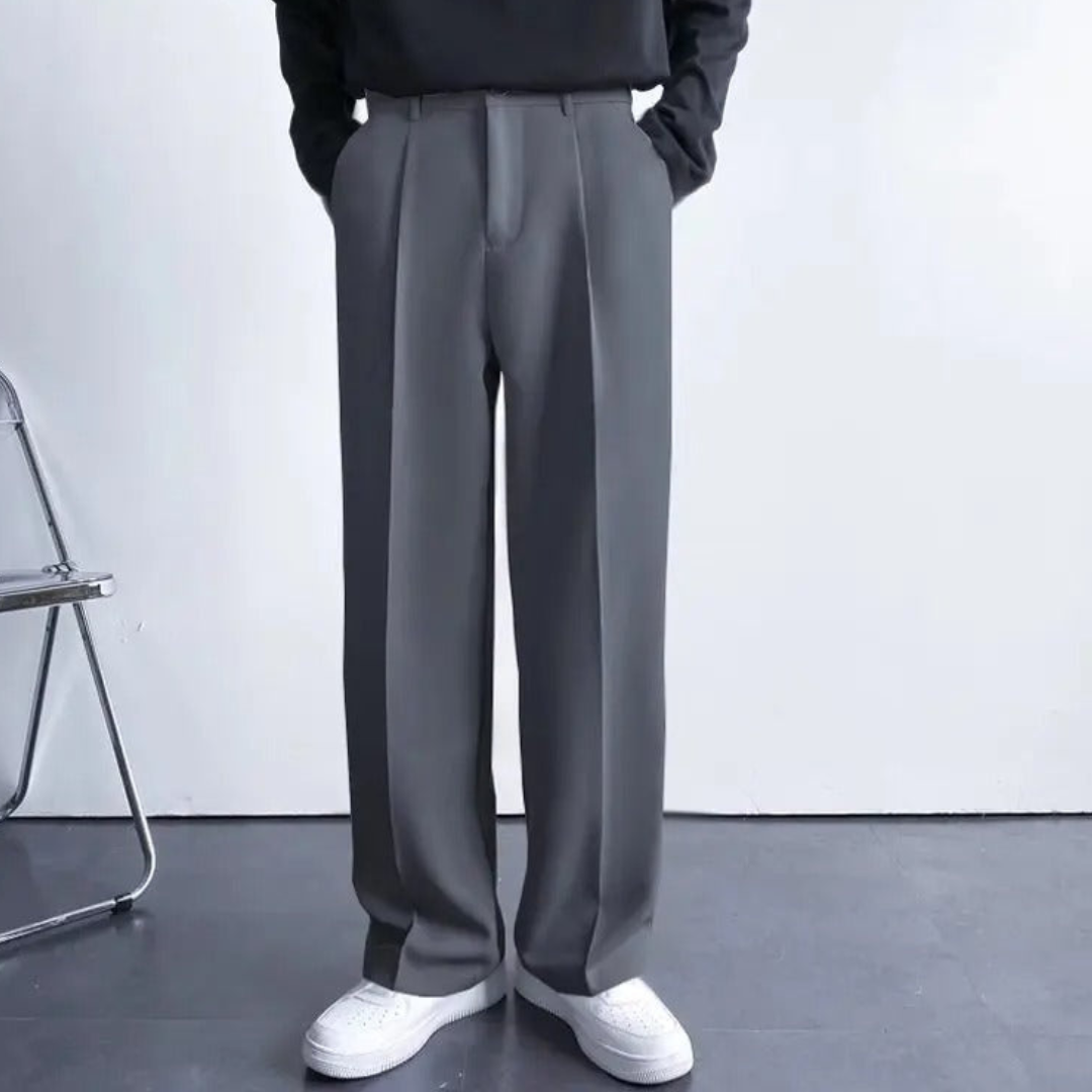 Men’s High-Rise Wide Trousers – Relaxed Fit Elegance