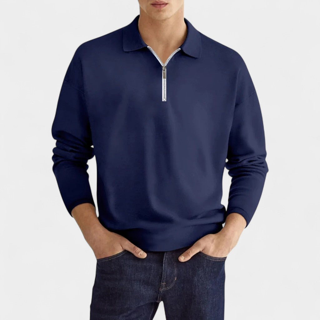 Nurozis | Men’s Long Sleeve Zipper Polo Shirt