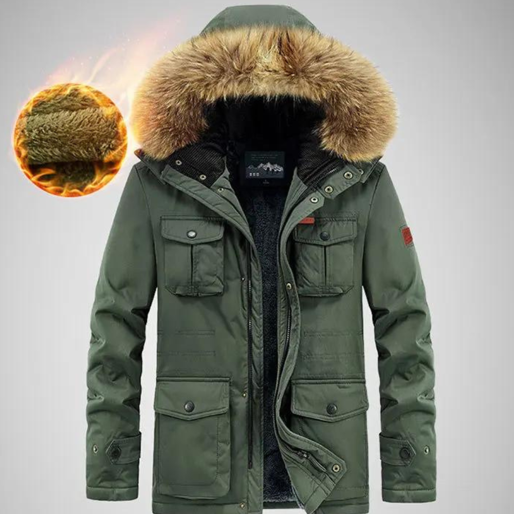 Men’s Winter Fur Hood Jacket | Thermal
