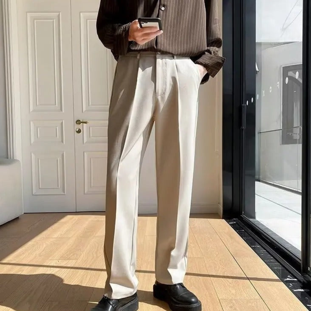 Men’s High-Rise Wide Trousers – Relaxed Fit Elegance
