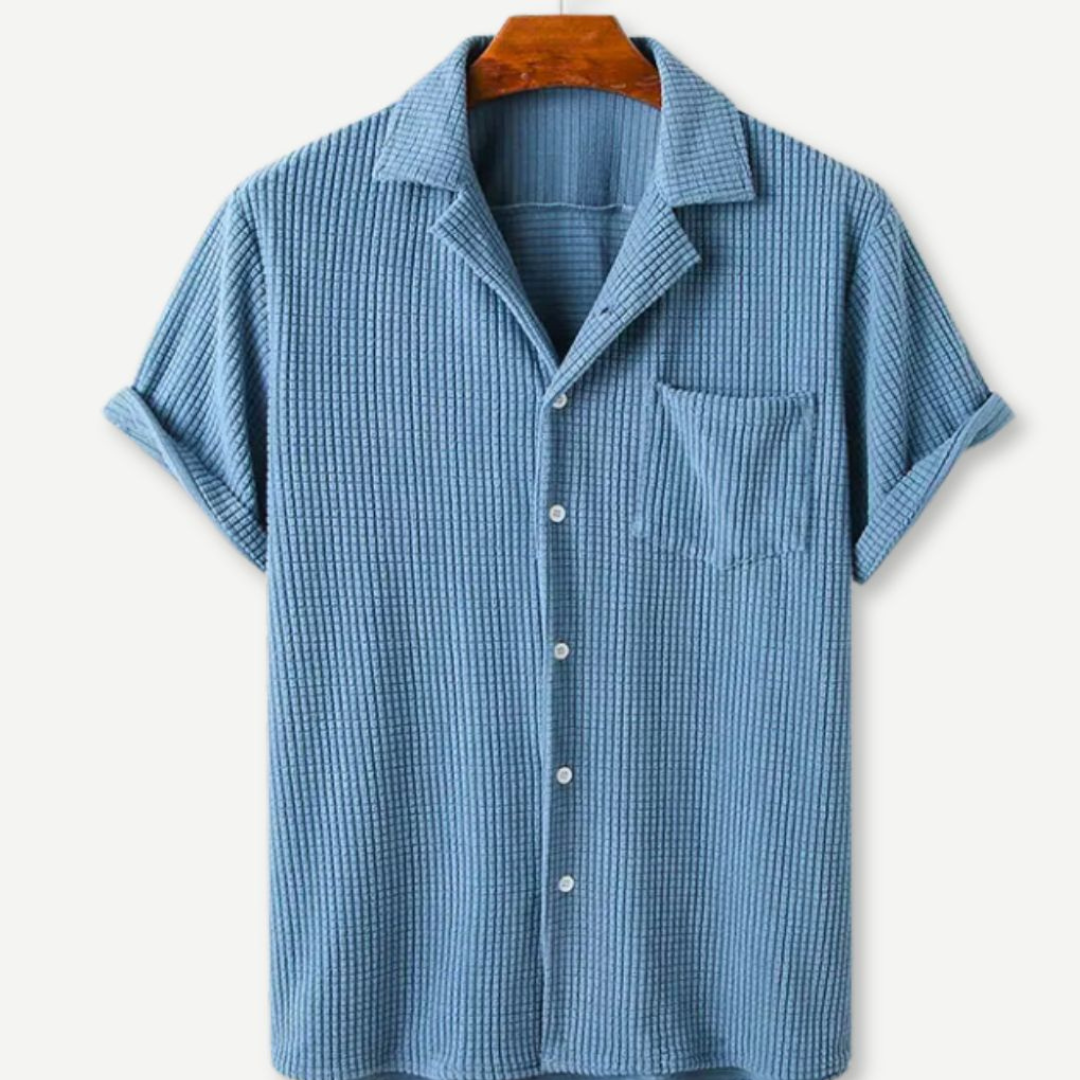 Men’s Ribbed Knit Shirt – Short Sleeves for Summer Style
