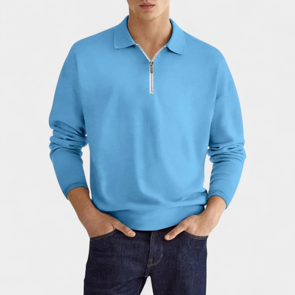 Nurozis | Men’s Long Sleeve Zipper Polo Shirt
