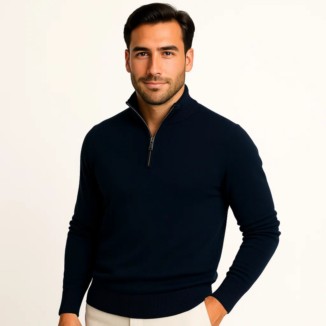 Men’s Pullover Sweater with Zip | Comfortable