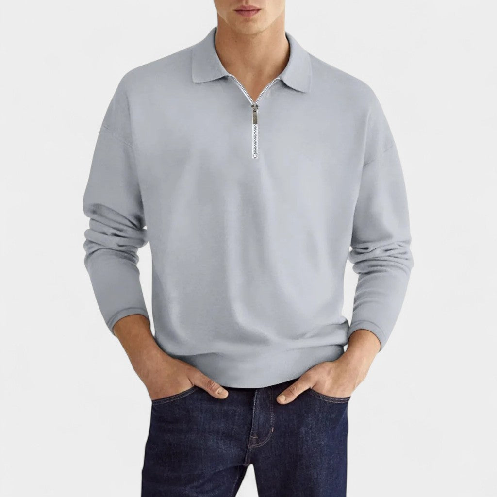 Nurozis | Men’s Long Sleeve Zipper Polo Shirt