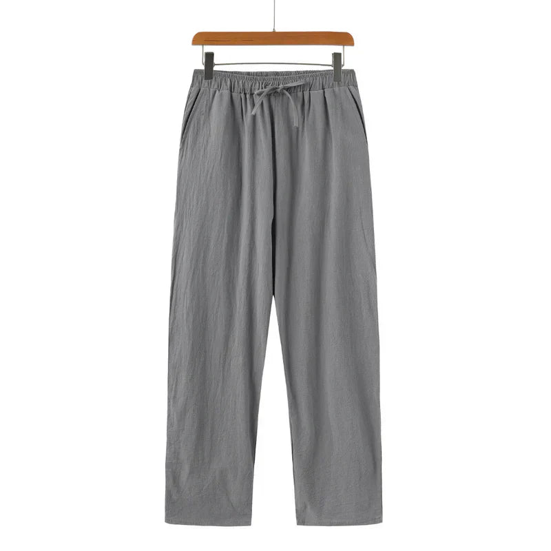 Men’s Lightweight Linen Trousers – Casual Fit with Elasticated Waistband