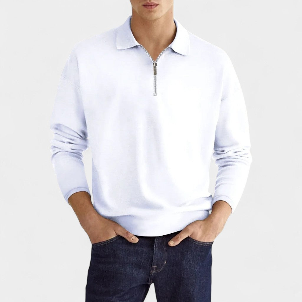 Nurozis | Men’s Long Sleeve Zipper Polo Shirt