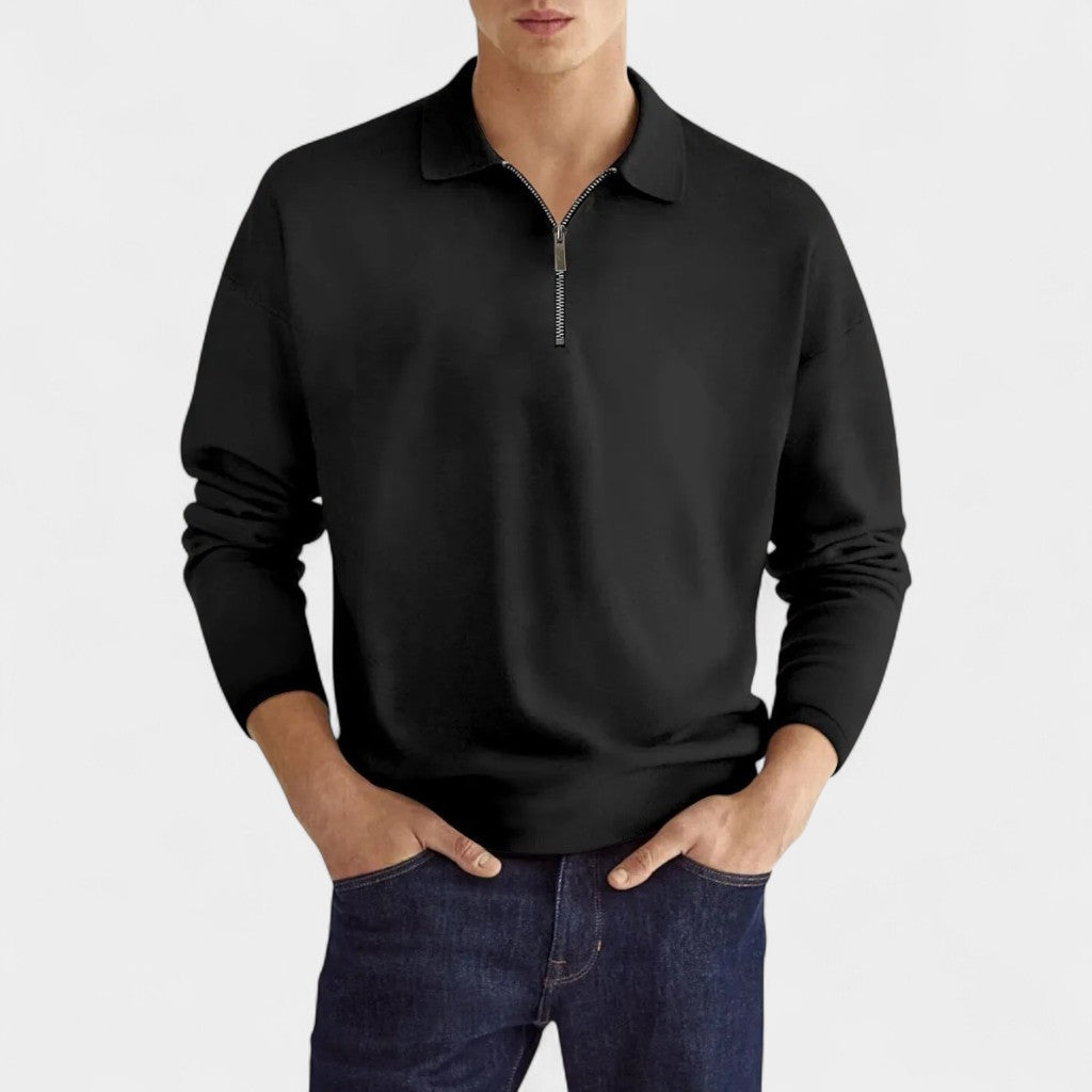Nurozis | Men’s Long Sleeve Zipper Polo Shirt