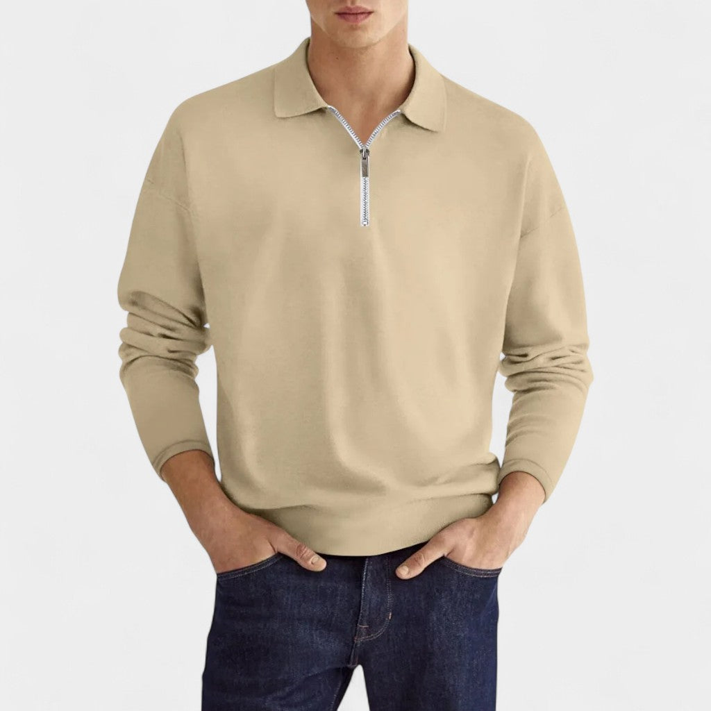 Nurozis | Men’s Long Sleeve Zipper Polo Shirt