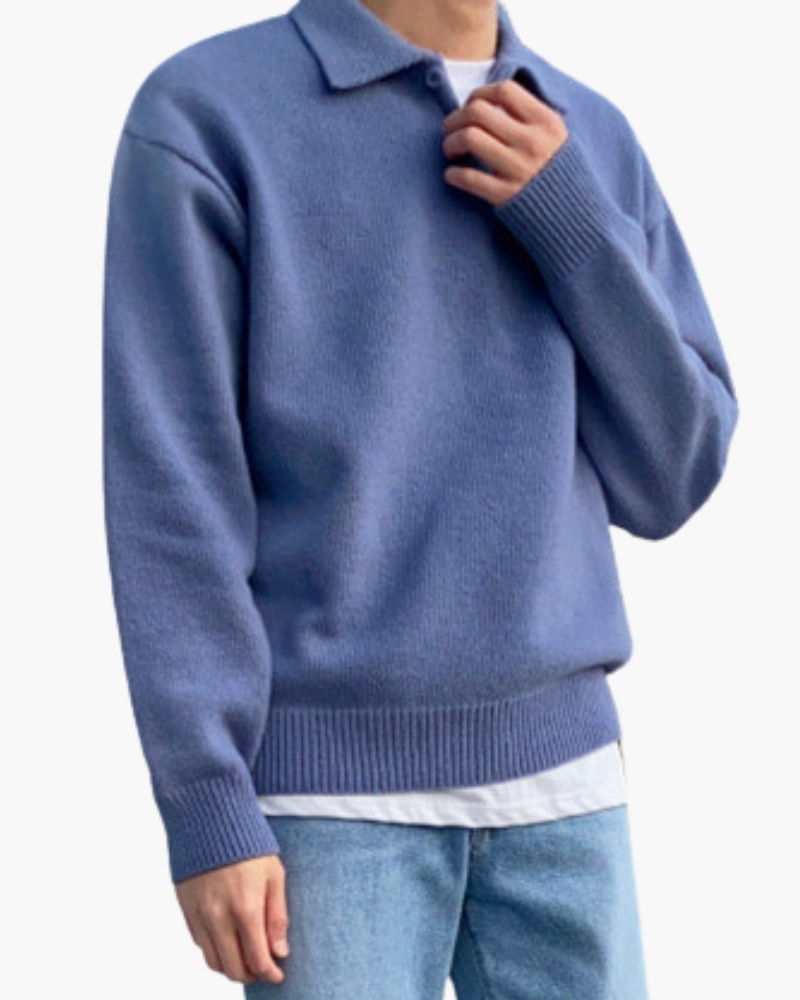 Nurozis | Woollen Button Half-Zip Sweater