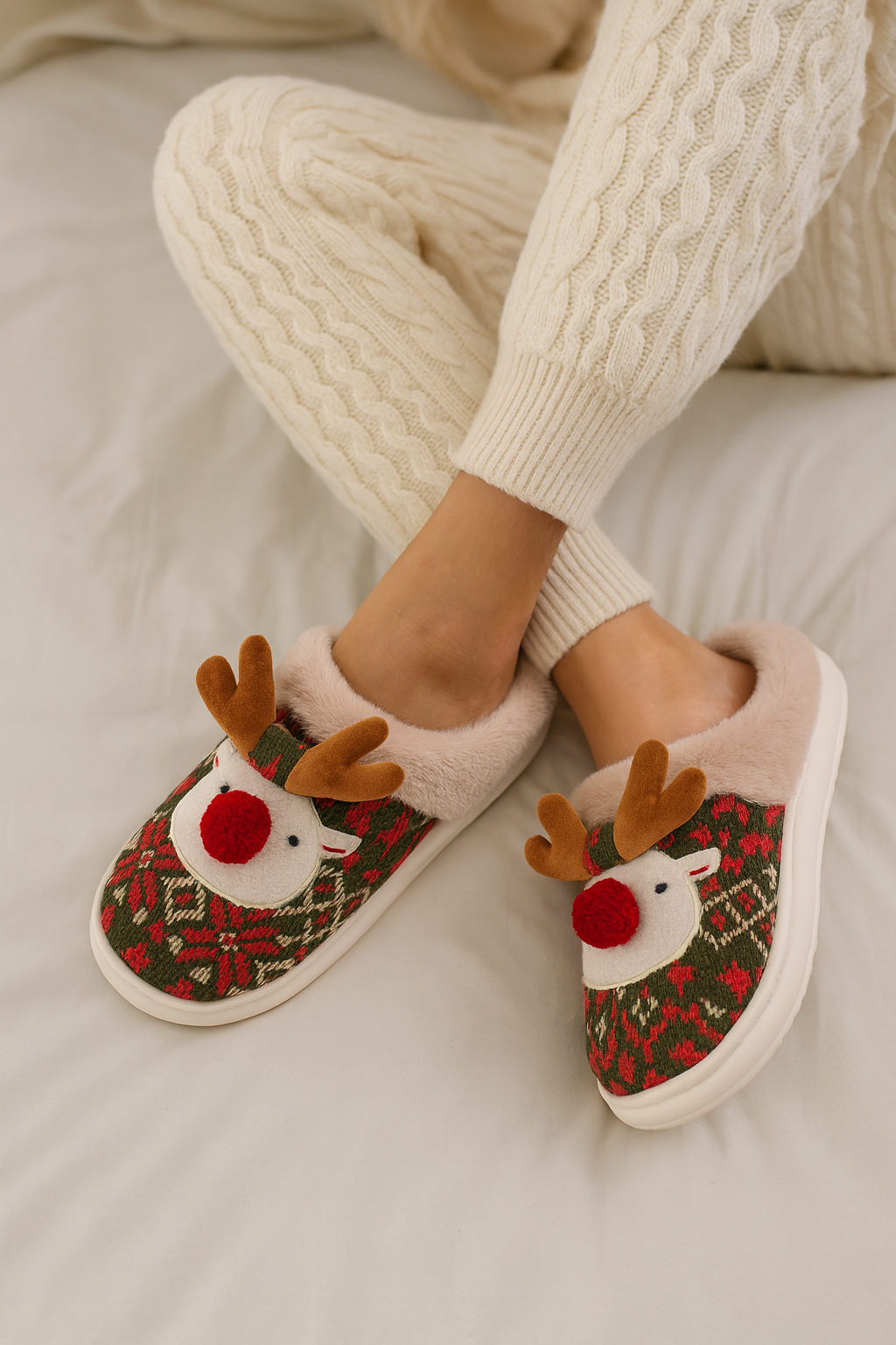 Women’s Winter Slip-On Slippers | Festive