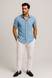 Nurozis - Linen Casual Men's Short-sleeved Shirt