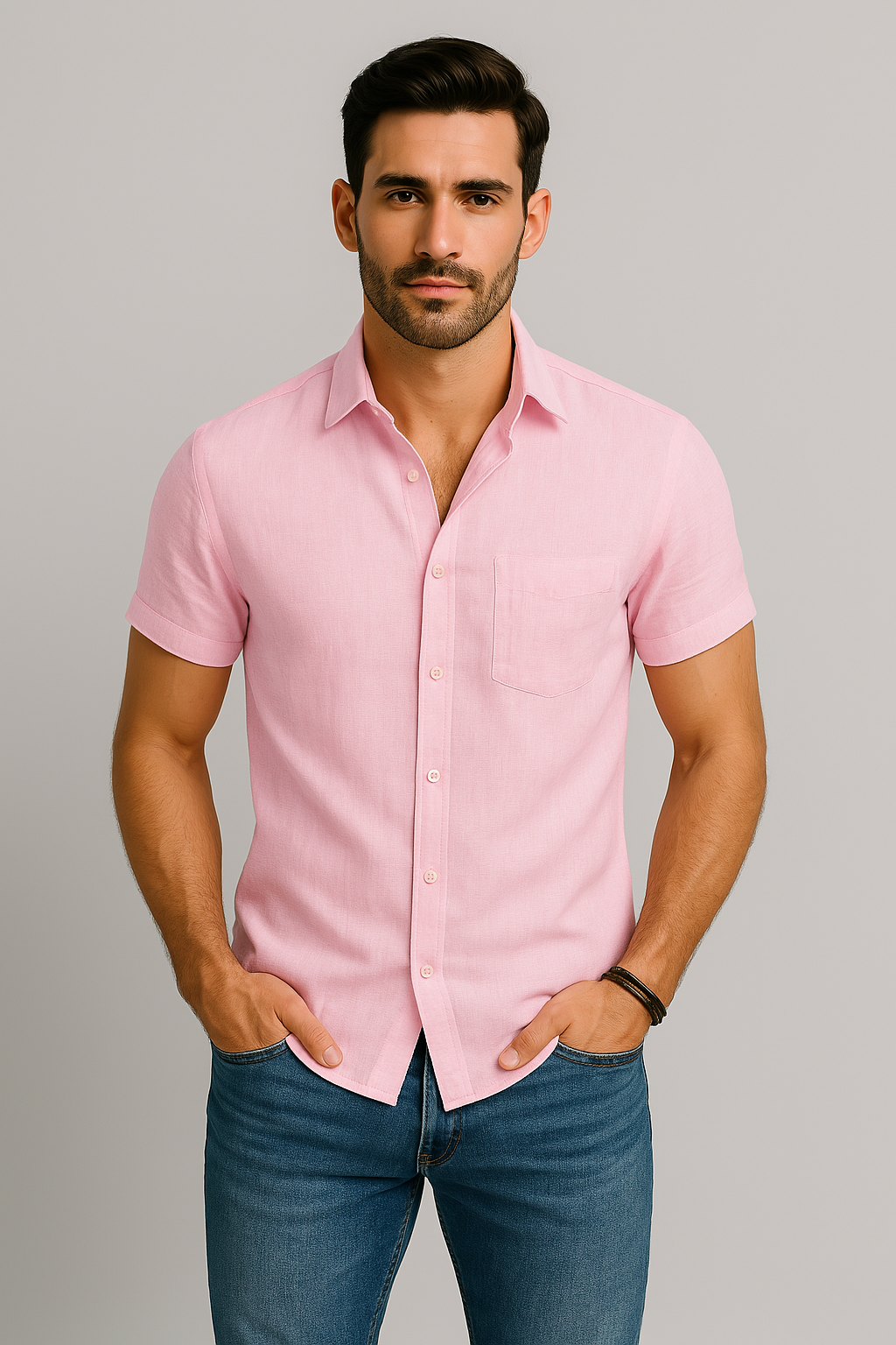 Nurozis - Linen Casual Men's Short-sleeved Shirt