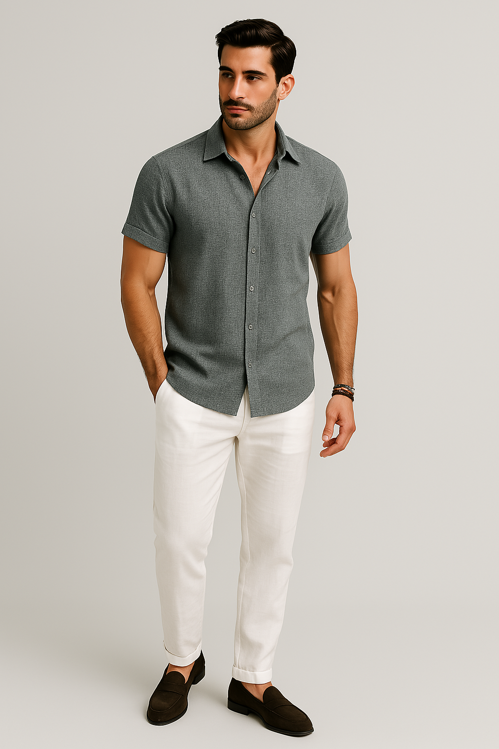 Nurozis - Linen Casual Men's Short-sleeved Shirt