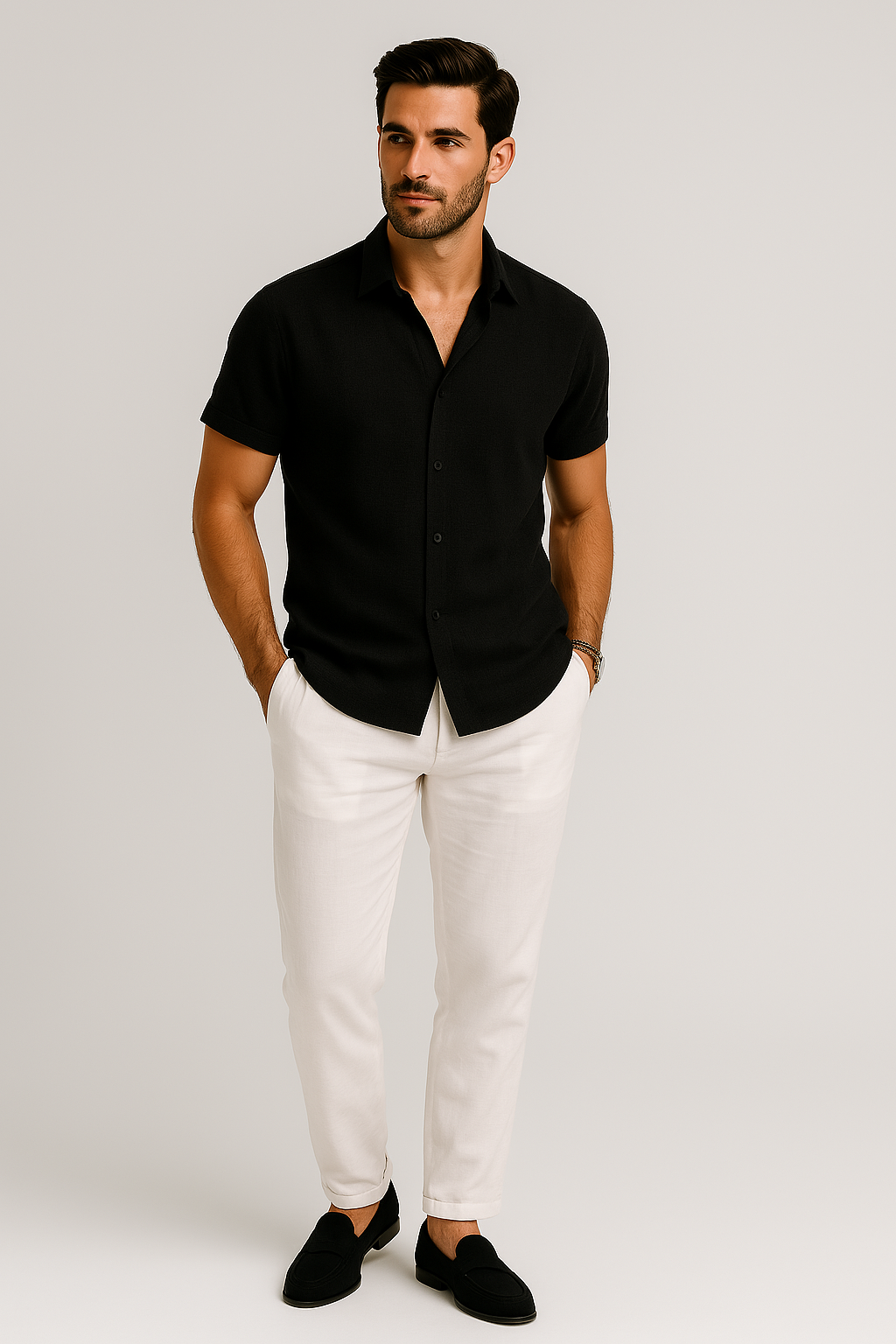 Nurozis - Linen Casual Men's Short-sleeved Shirt