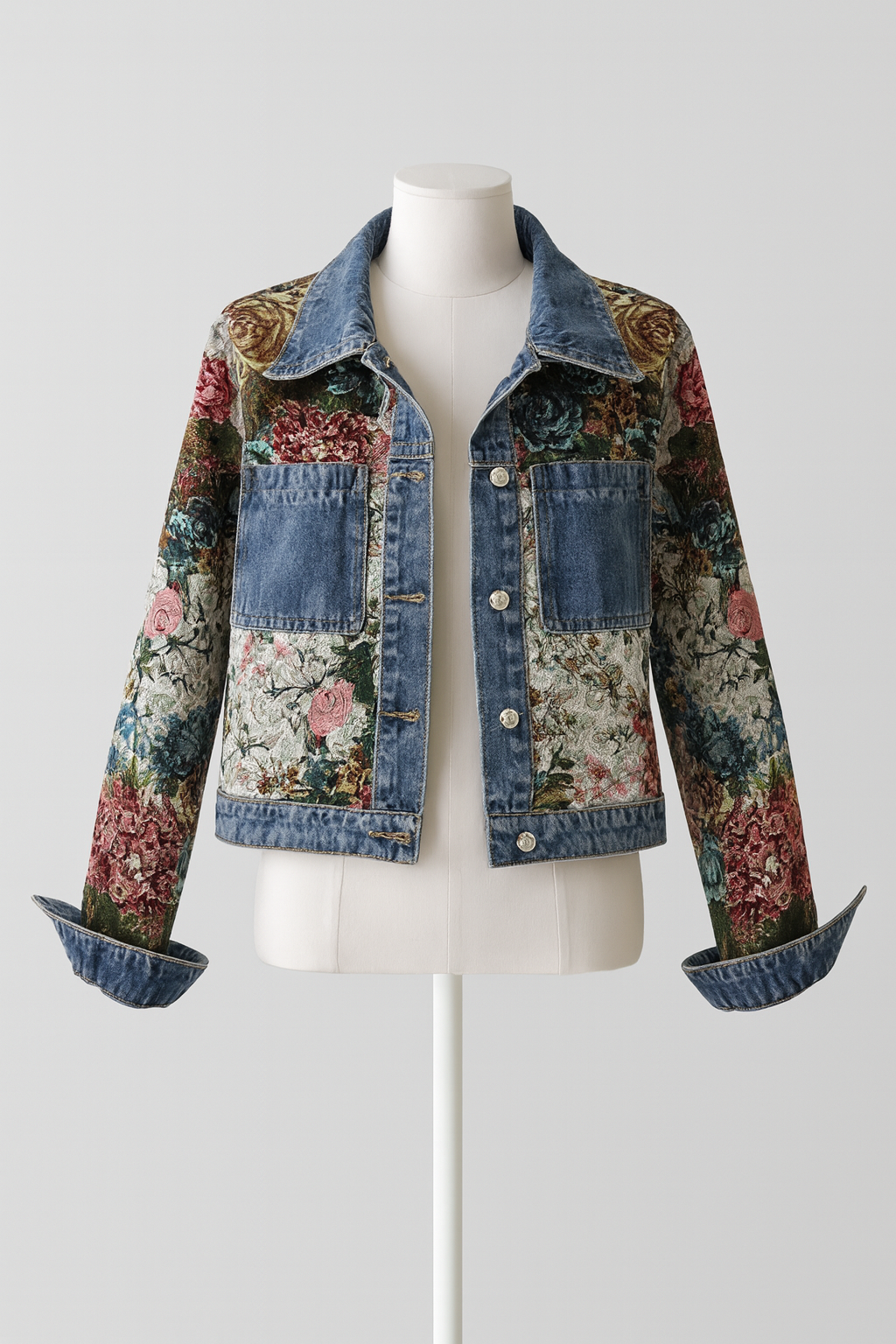 Women’s Floral Patchwork Denim Jacket | Stylish