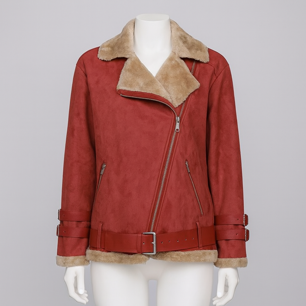 Women’s Deerskin & Lamb-Wool Moto Coat