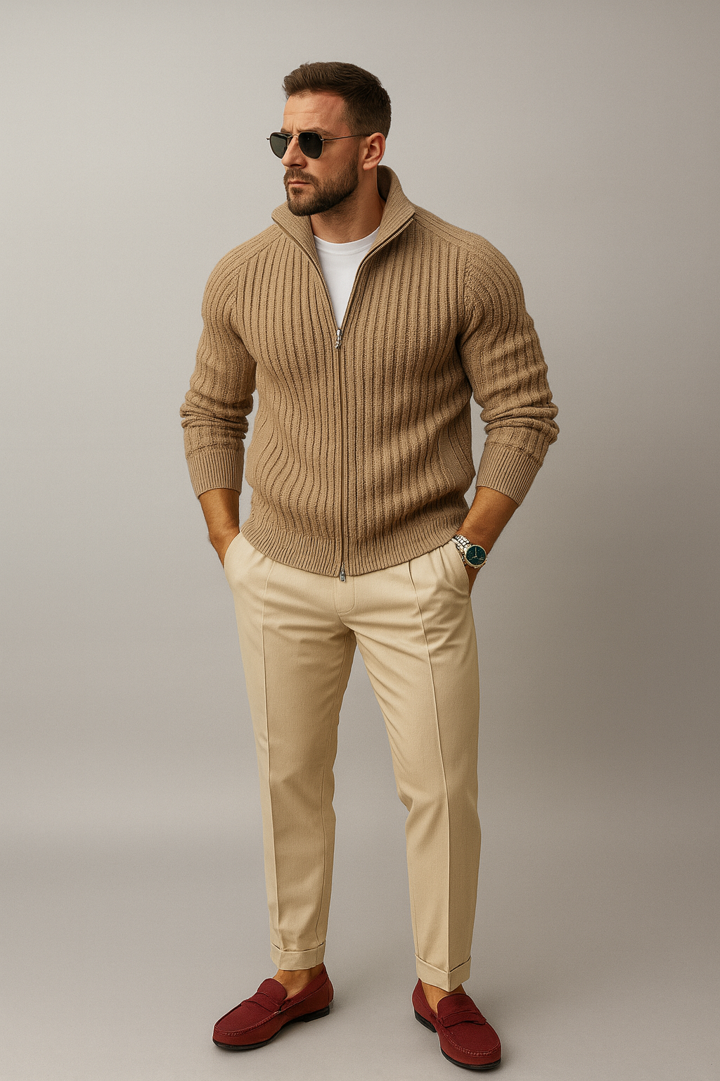 Nurozis | Classic Wool Refined Zip Cardigan