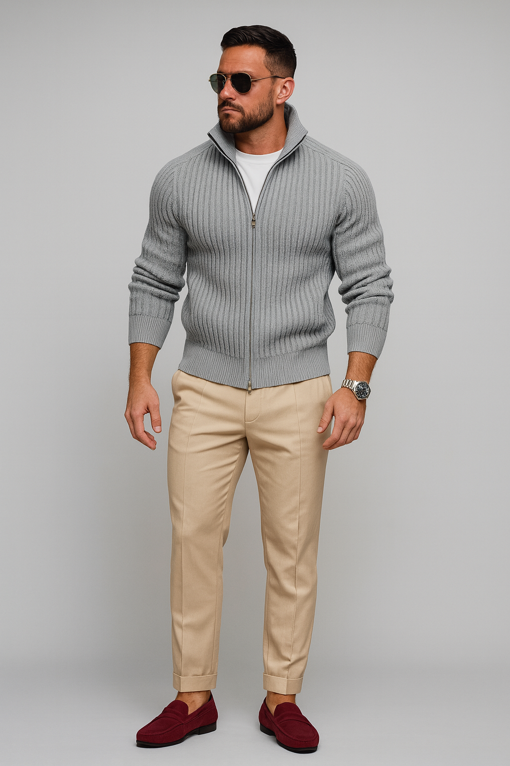 Nurozis | Classic Wool Refined Zip Cardigan