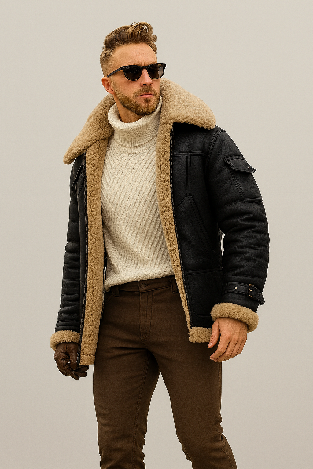 Nurozis – Kodiak Shearling Aviator Jacket