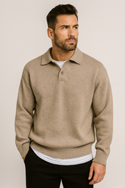 Nurozis | Woollen Button Half-Zip Sweater