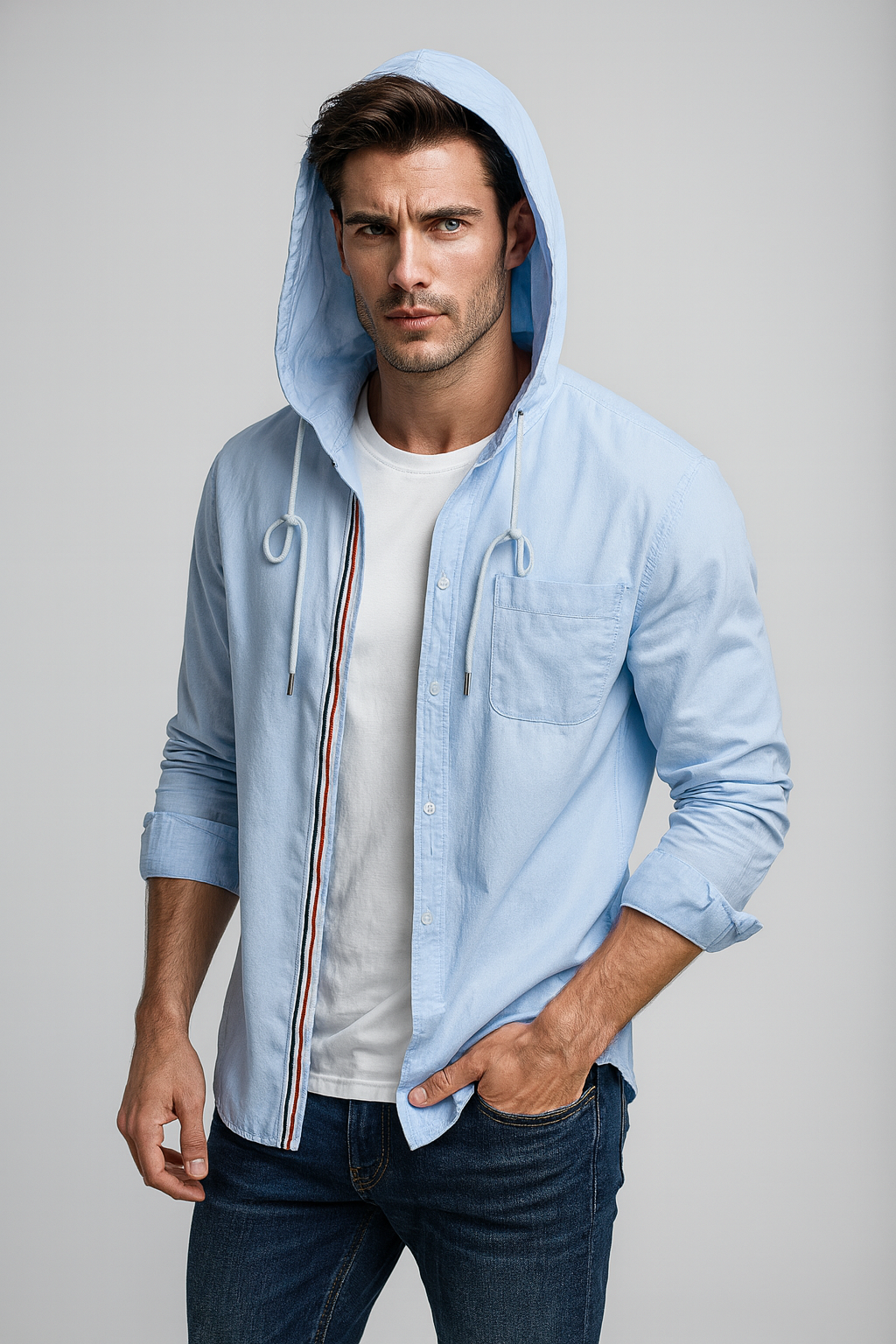 Nurozis | Striped Zip Cotton Shirt