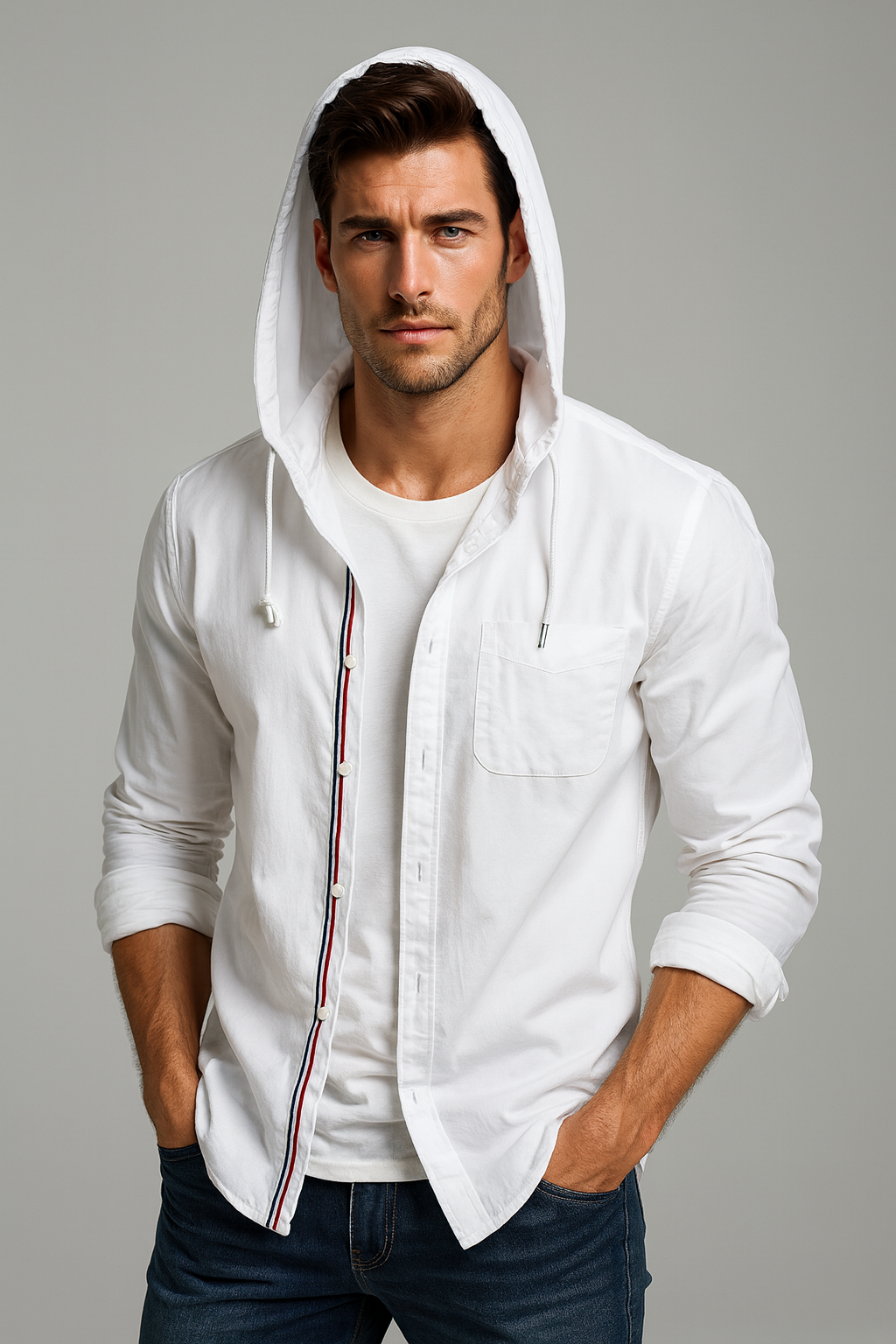 Nurozis | Striped Zip Cotton Shirt