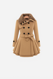 Nurozis | Belted Fur-Collar Coat