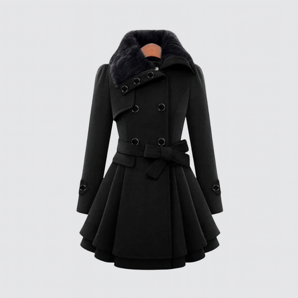Nurozis | Belted Fur-Collar Coat