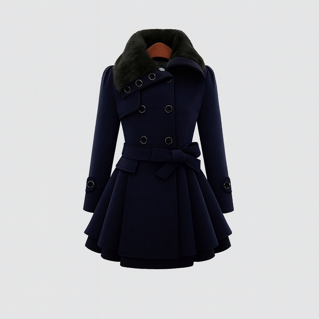 Nurozis | Belted Fur-Collar Coat