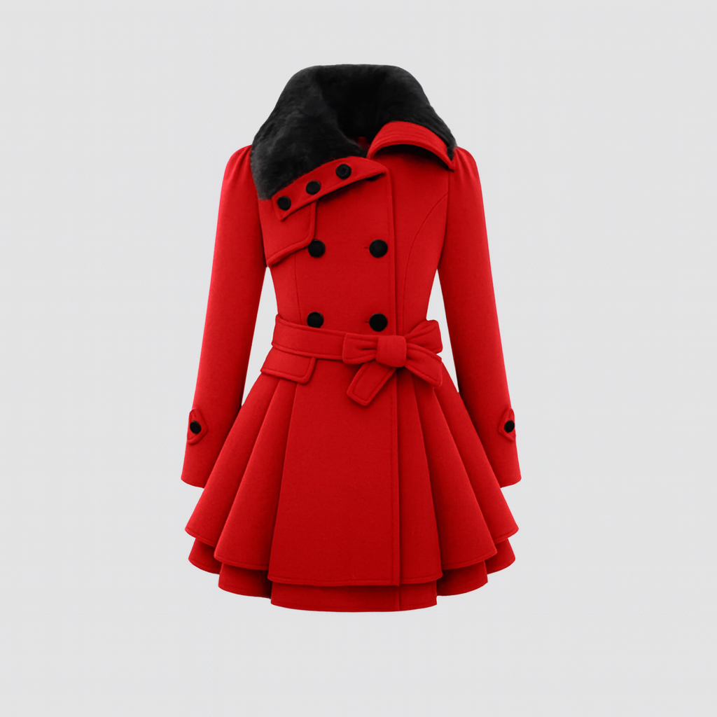 Nurozis | Belted Fur-Collar Coat