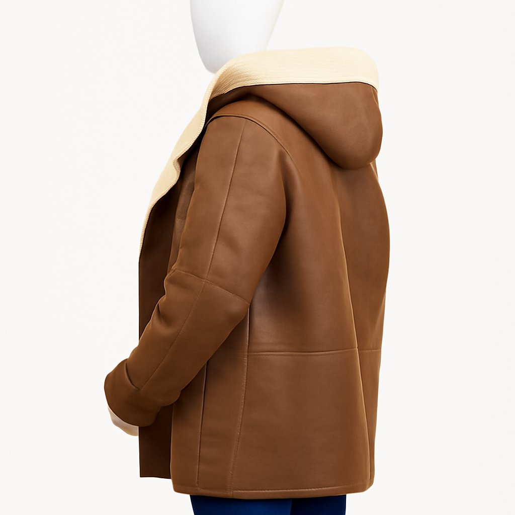 Women's Hooded Shearling Jacket | Warm