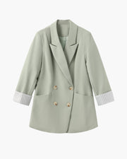 Nurozis | Women's Olive Double-Breasted Blazer