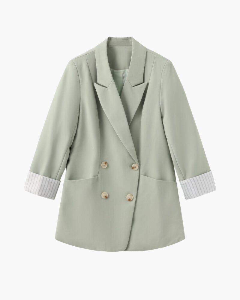 Nurozis | Women's Olive Double-Breasted Blazer